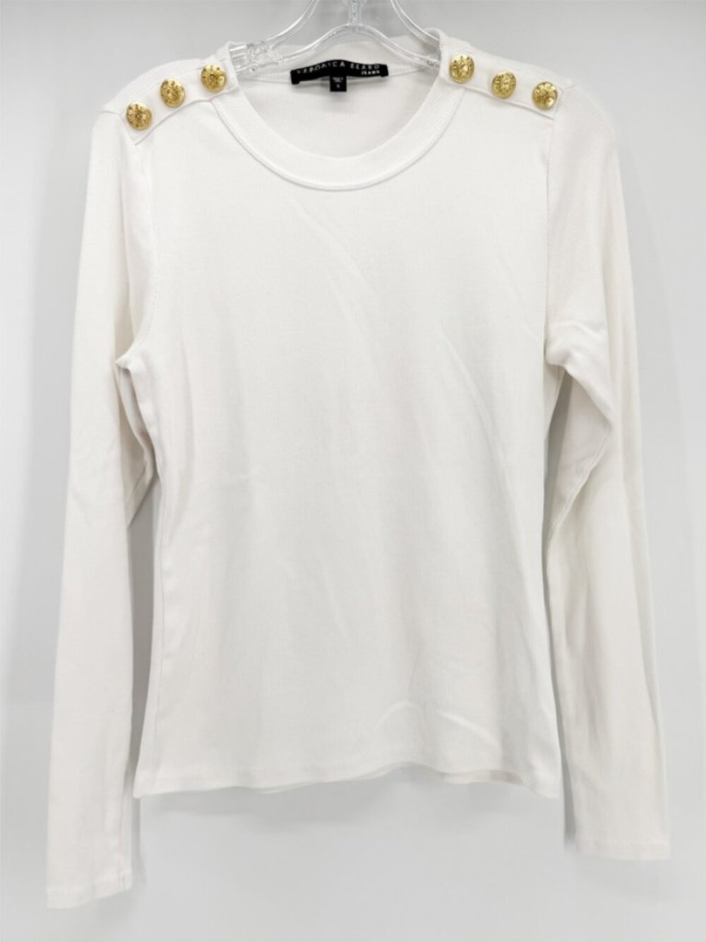 Veronica Beard Mayer Long Sleeve White Ribbed Crew Neck Top S - Picture 2 of 13